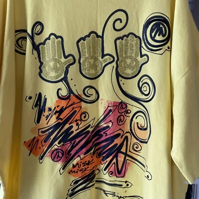 Camiseta para hombre Miskeen 4x amarillo mano logo graffiti urbano hip-hop Foto 1 de 4