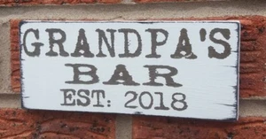 Grandpa's Bar Established Personalised Wooden Sign Plaque Father Dad Gift - Picture 1 of 2