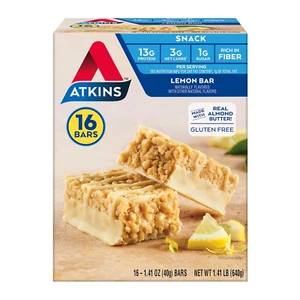 Atkins Snack Bar, Lemon Bar, 13G Protein, 3G Net Carbs, 16 Count - Picture 1 of 12