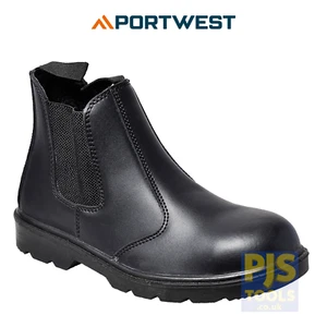 Portwest FW51 Herren Schwarz Leder Chelsea Sicherheitsstiefel Händlerstiefel Arbeitsstiefel - Bild 1 von 1