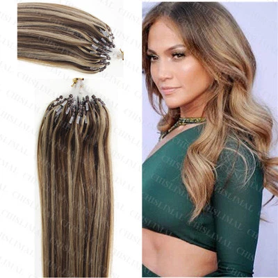 Remy Human Hair Extensions Highlight #4/27 Ombre 40cm - 65cm Microring Loop Hair - Image 1 of 3