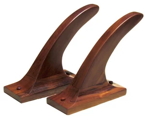 Surfboard Wall Display Racks Set 2 solid Teak Wood Hold Board Fin Out or In - Picture 1 of 4