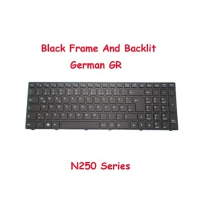 Keyboard For CLEVO N250 CVM15F26D0J4308 6-80-N7500-070-1 German GR Black Backlit - Afbeelding 1 van 3