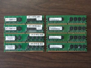 Lot of 8 - 1GB DDR2 Desktop RAM Memory - Various Brands and Speeds - Picture 1 of 1