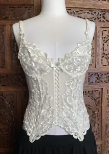 Vintage Cream Floral Bustier Corset Christie’s Made In Italy Romantic Goth 90s - Picture 1 of 6