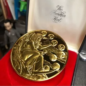 Vtg 1986 Father Chronos Zodiac Medal Franklin Mint Calendar 24k Gold Plated - Picture 1 of 11