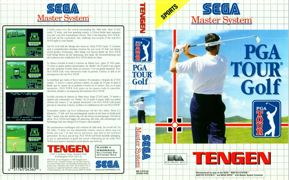 PGA Tour Golf Master System Box Art Case Insert Cover Only - Image 1 of 1