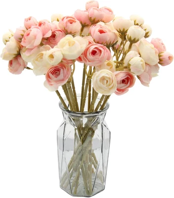 Hananona 18 Piezas Seda Artificial Rosa Flores Persa Ranúnculo Ramo Asiático Foto 1 de 4