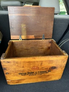 Antique Wooden Crate United Shoe Shank & Findings Co. Box Whitman Massachusetts - Picture 1 of 11