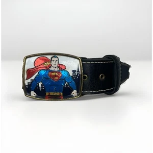 Vintage 1975 Lee Child’s Leather Super Man Belt Black 24”-26” - Picture 1 of 10