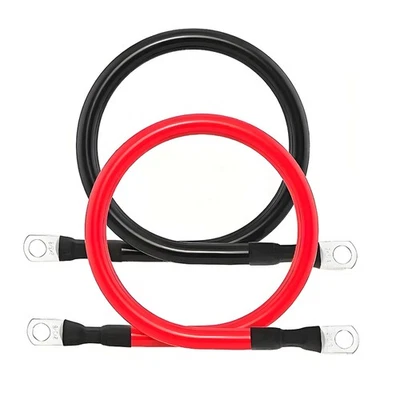 WATTCYCLE 12" 4 AWG Gauge Marine Battery Cable Copper Inverter Cables Wire with 3/8" Lugs