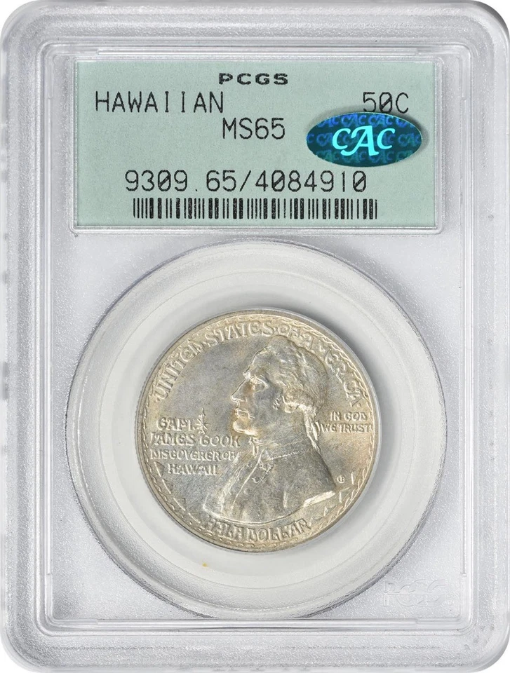 Hawaiian Commemorative Silver Half Dollar 1928 MS65 PCGS OGH (CAC) - Image 1 of 4