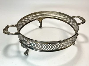 Antique Pierced Metal Casserole Dish Holder Caddy Carrier 9" Inner Ring - Picture 1 of 5