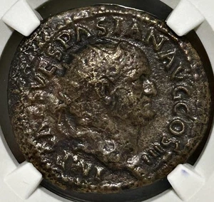 Vespasian AE Dupondius AD 69-79 Roma Seated NGC VF - Picture 1 of 4