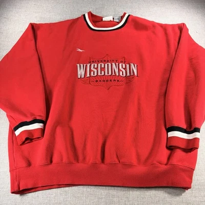 Vintage Reebok Red Wisconsin Badgers Crewneck Sweatshirt Size XL NFL Proline - Image 1 of 4