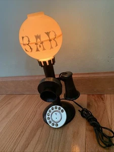 Vtg Bar Lamp Candlestick Rotary Telephone -White Globe "Bar" 11" - Picture 1 of 9