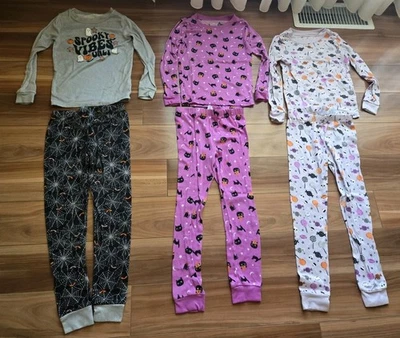 Wonder Nation Halloween Ghosts Lot 6 Girls Fitted Pajamas Sleepwear Black Cat  - Image 1 of 4