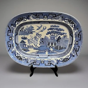Made in Japan "Blue Willow" Union Porcelain Transferware Oval Serving Tray 14.5" - Picture 1 of 10