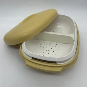 Tupperware Microwave Vegetable Rice Cooker Steamer with Insert Harvest Yellow - Picture 1 of 13