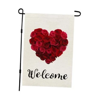 Valentines Day Rose Heart Garden Flag 12×18 Inch Double Sided for 12"X18" - Picture 1 of 7
