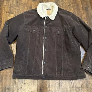 GAP Trucker giacca velluto a coste marrone UOMO XXL sherpa jeans cowboy western pelliccia pile - Foto 1 di 6