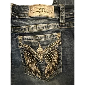 Miss Me Jeans Angel Wings Bootcut Size 29 Blue Jeans - Picture 1 of 8