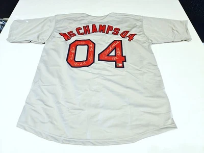 Camiseta deportiva firmada autografiada por el equipo Boston Red Sox de los campeones de la Serie Mundial 2004 (11) autos Foto 1 de 4
