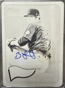 2014 Topps Heritage Minors ROA-BL “Big” Ben Lively Black Plate #1/1 AUTO 🔥 - Picture 1 of 2