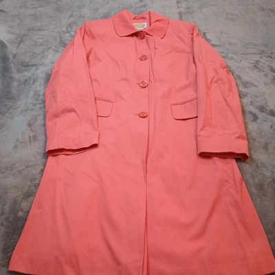 Gabardina larga vintage Talbots para mujer talla grande coral naranja mezcla de algodón Foto 1 de 4