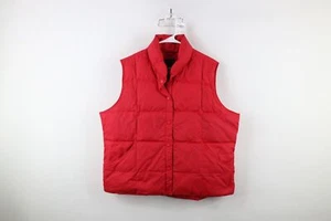 Vintage Lands End Womens XL Blank Duck Down Insulated Puffer Vest Jacket Red - Picture 1 of 14