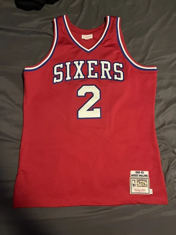 100% Authentic 1982 83 Moses Malone 76ers Sixers Mitchell Ness Jersey 44 L Cover