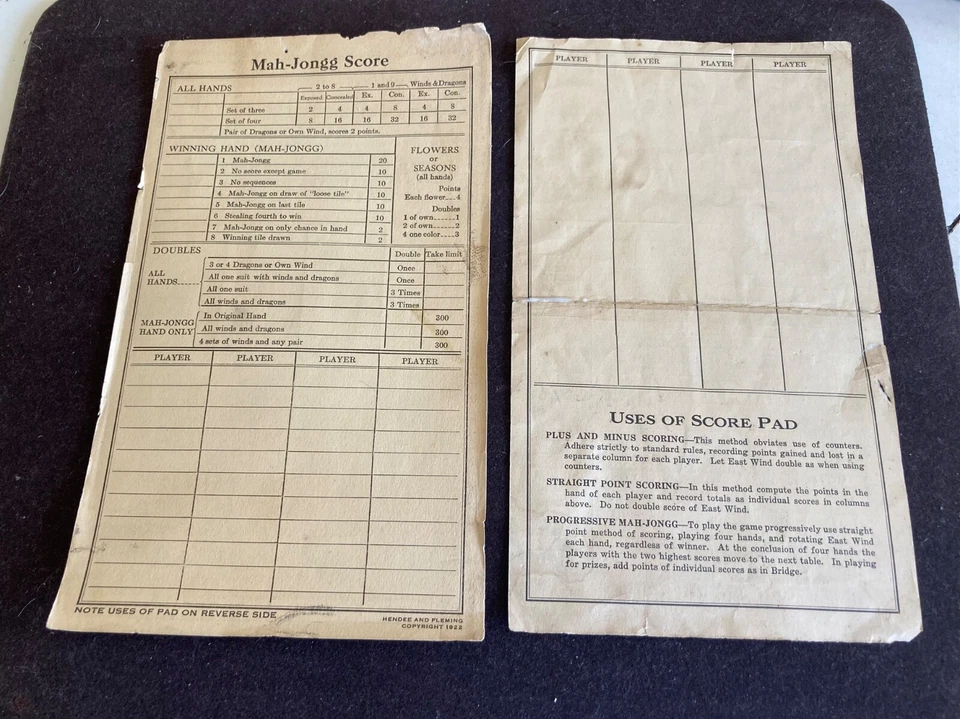 Vintage Score Card Mahjong 1920s - Image 1 of 1