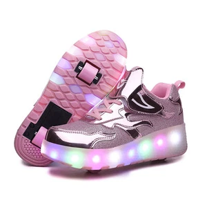 LED Wheels Boys & Girls Skates Shoes Kids 2 Wheels Flash Roller Shoe NEW Model - Picture 1 of 49