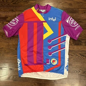 Camiseta deportiva vintage Pearl Izumi Intel Pentium 2 bicicleta ciclismo 3/4 cremallera 2XL Y2K - Imagen 1 de 5