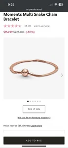 Authentische Pandora Rosegold Multi Schlangenkette Bettelarmband 8,7 Zoll Länge NEU - Bild 1 von 6