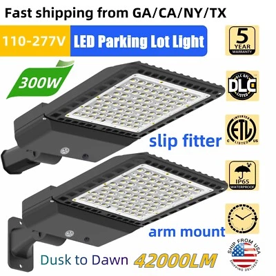 LED Parking Lot Light 300W, ETL Listed 42,000LM Shoebox Light with Dusk to Dawn - Image 1 of 4