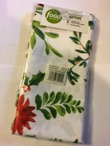 Kohl's Christmas Napkins Holly & Pine Poinsettia 20" x 20" Set of 4 $ 24.99 - Picture 1 of 4