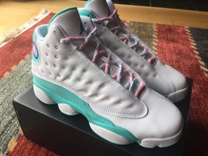 white and green jordan 13