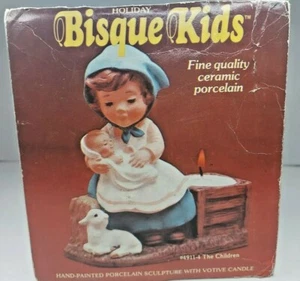 Candelabro Holiday Bisque Kids "The Children" con vela 1979 #4911-4 cerámica - Imagen 1 de 12