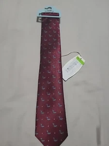 Dillards Class Club Boys Tie Squirrel With Acorn Regular Maroon - Picture 1 of 5