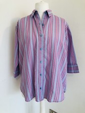 Grenouille Casual Blouse Shirt Women’s XL Pink Purple Stripe Cotton