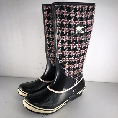 Botas de tweed Sorel Sorellington para mujer talla 9 TXT rosa negro tejido bota Foto 1 de 4