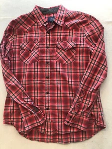 American Eagle Button Down Shirt Men's Large Western Red Plaid Snap Up - Picture 1 of 5