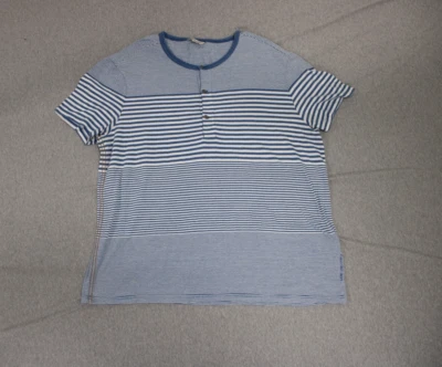 Calvin Klein футболка мужская XL синий белый в полоску классический Henley шеи короткий рукав - Изображение 1 из 4