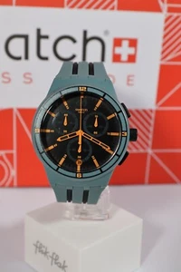 NEW Swiss Swatch XX SPEED SUSG401 Soft Plastic Green Orange Chronograph 42MM - Picture 1 of 9