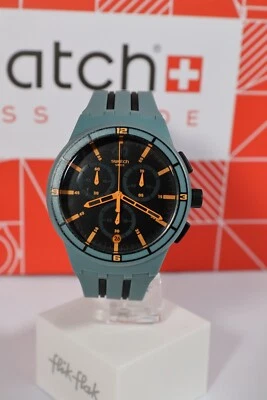 NUEVO Swiss Swatch XX SPEED SUSG401 Plástico Suave Verde Naranja Cronógrafo 42MM Foto 1 de 4