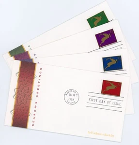 US 3360-3363 FDC Set Seasons Greetings Self-Adhesive Booklet Fleetwood - Picture 1 of 9