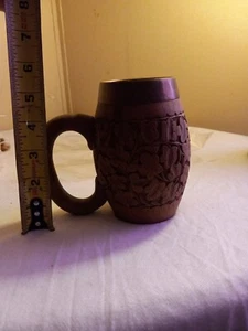 Hand Carved Wooden Mug With Brass Inside - Picture 1 of 6