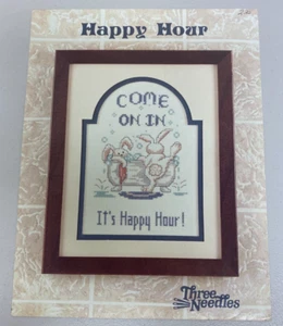 THREE NEEDLES COME IN IT'S HAPPY HOUR 1988 CROSS STITCH DESIGN - Picture 1 of 1