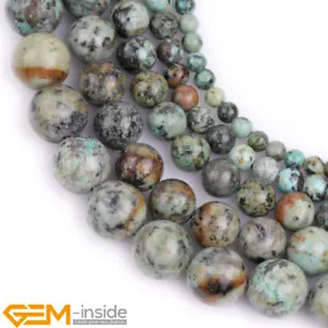 Faceted Natural African Turquoise Stone Round Loose Beads For Jewelry Making 15" - Foto 1 di 26